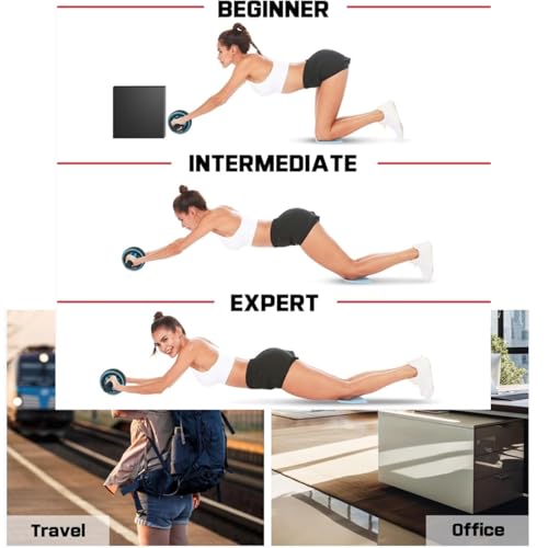 Ab Roller Wheel and Knee Mat for Core Strength Training - Black