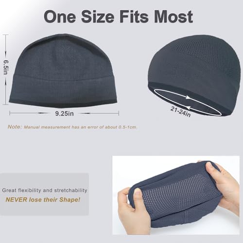 Bamboo Skull Cap Beanie Hat - Soft & Comfy Sleep Cap - Black/Graphite