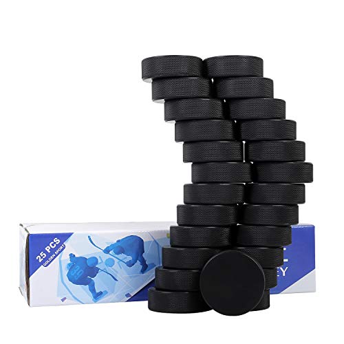 Ice Hockey Pucks - 25 Pack, Official 6oz Regulation Size, Black