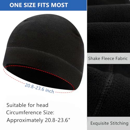 Polar Fleece Skull Cap - Soft Helmet Liner Beanie for Men & Women - Black