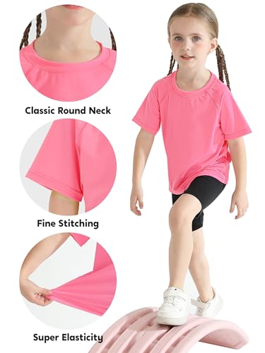 UPF 50+ Girls Rash Guard Swim Shirt - 5T / White, Pink, Hot Pink