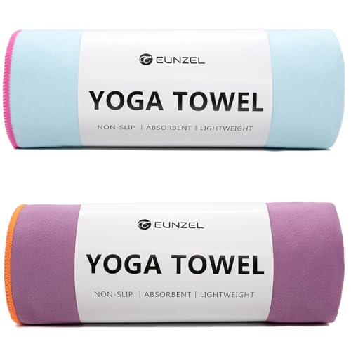 Ultra-Absorbent Microfiber Yoga Mat Towel - Z-Blue & Purple (2 Pack)