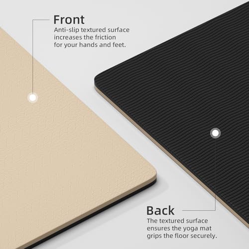 WUWAN TPE Yoga Mat 10mm Thick Non-Slip Exercise Mat with Carry Strap, 76x27.6in
