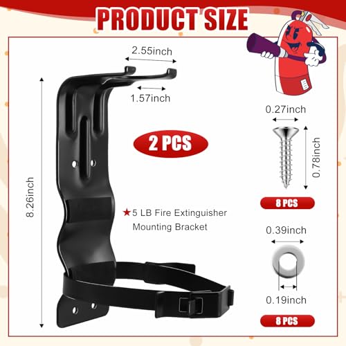 2pcs Home Fire Extinguisher Mount Bracket, 5 LB Metal Truck Fire Extinguisher Mounting Bracket, Mini Extinguishers Mount Holder Kit for Vehicle and Home