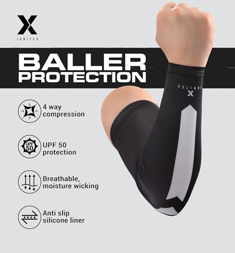 Compression Cooling Arm Sleeves - UV Sun Protection - White/Sml
