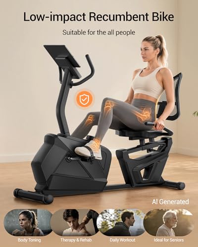 Recumbent Exercise Bike - Magnetic Stationary Bike for Home - Black