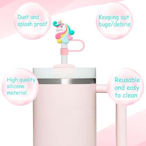 4PCS Silicone Straw Toppers - Unicorn Design for 10mm Straws