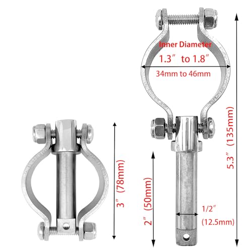 316 Stainless Steel Clamp-on Oarlocks - Adjustable Fixture, 2 Pack