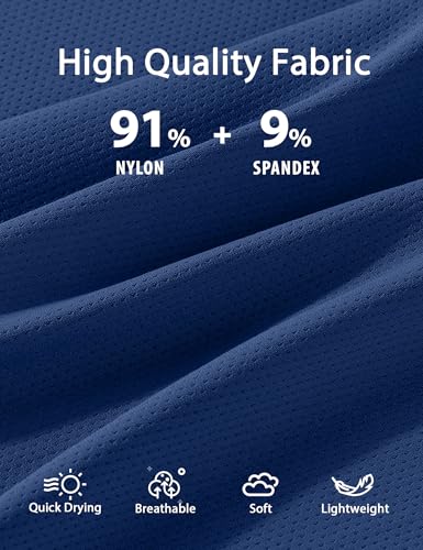 Boys Athletic Shirt - Moisture Wicking Short Sleeve Tee, 7-8 Years / Navy