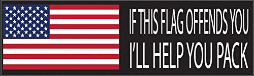 Patriotic Bumper Sticker - If My Flag Offends You, I'll Help Pack