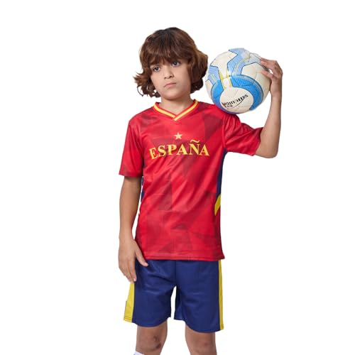 HANLIDA Kids Soccer Jersey Fan Version Short Sleeve Game & Training Shirt 8 Years Espana