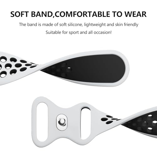 Breathable Silicone Sport Watch Band for Smartwatch - White/Black