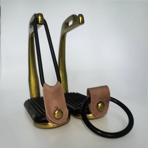 Durable Peacock Safety Stirrup Replacement Set — Rubber Rings & Leather Tabs for Peacock Stirrups