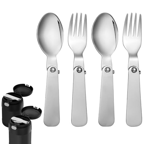 2pcs Folding Spoon & Forks for Thermos Funtainer 10oz Food Jar