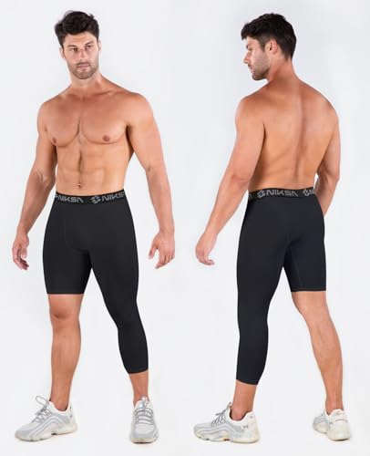 Niksa 1/2 Pack Men's Compression Pants 3/4 One Leg Tights Men