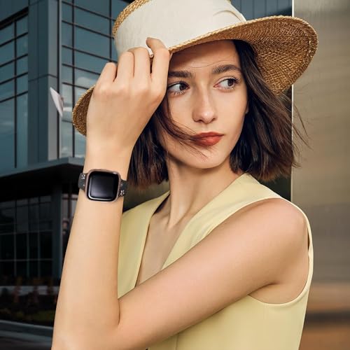 Two-Tone Floral Engraved Silicone Band for Fitbit Versa 3/4/Sense 2 - Black/Pink