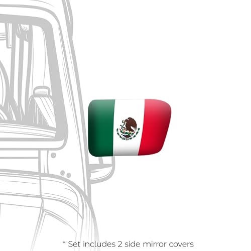 2 Pack Mexican Car Side View Mirror Covers - Weatherproof Polyester