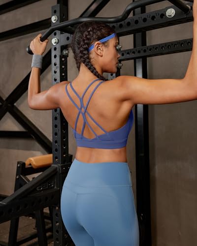 Running Girl Women's Sports Bras Low Impact Padded Crisscross Back with Removable Cups