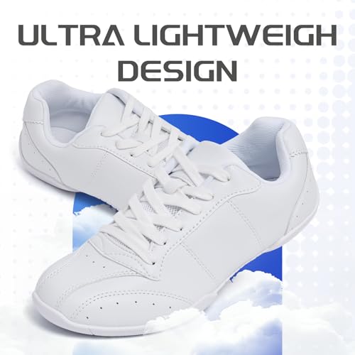 ZVC Girls White Cheer Shoes - Youth & Women Cheerleading Sneakers 8.5