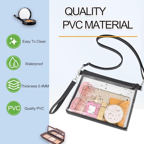 Clear Purse Stadium Approved Crossbody Bag - Black-PU