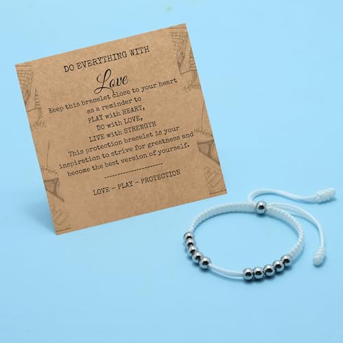 Golf Score Counter Bracelet - 10 Beads, Resizable, White