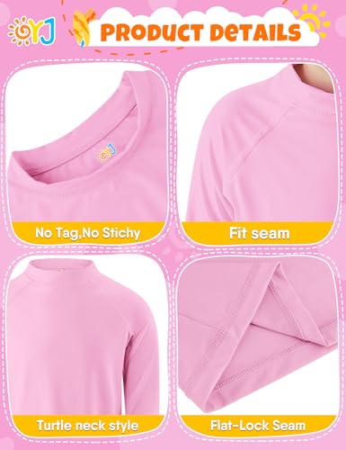 Long Sleeve Rash Guard Swim Shirt for Boys - Light Pink, 5-6 Years, UPF 50+
