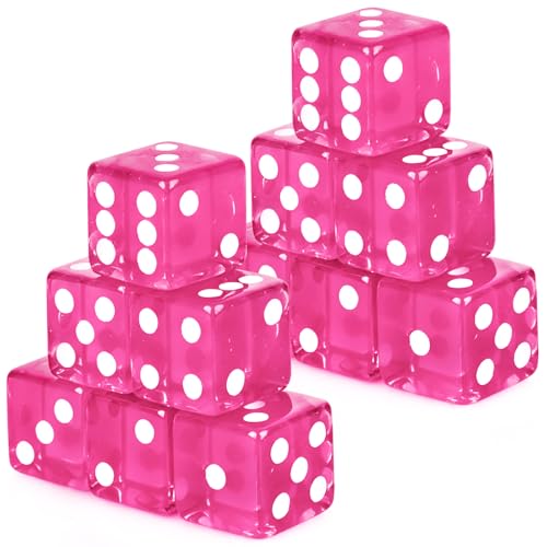 Rose Red Casino Dice Set - 12 Pcs 19mm Translucent D6 Dice
