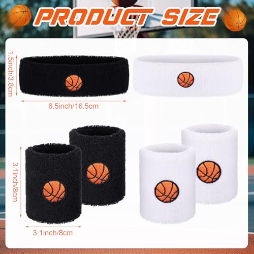 Basketball Sweatband Set - Headband & Wristbands - Black/White