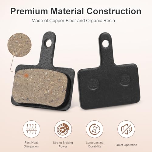 Semi-Metallic Bicycle Disc Brake Pads - 2 Pairs, Quiet MTB Brakes
