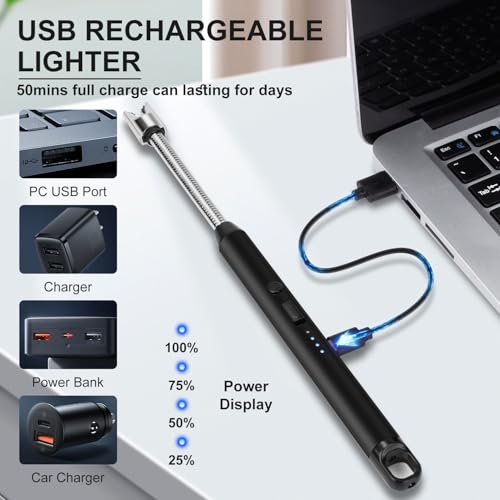 Rechargeable Candle Lighter - 2 Pack with 360° Flexible Neck - Double Black