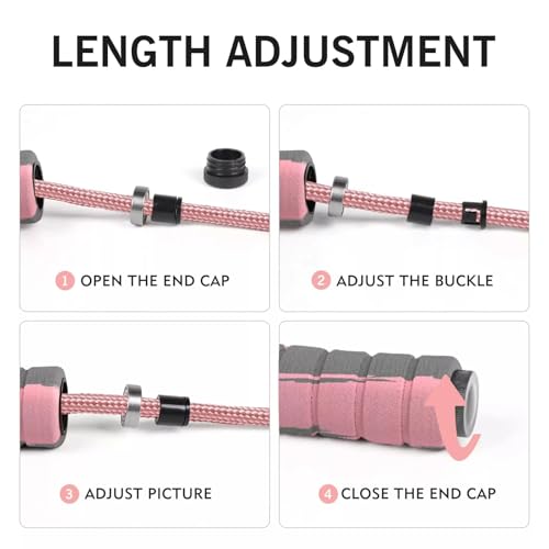 Adjustable Cotton Jump Rope - Weighted Skipping Rope for Fitness - Pink