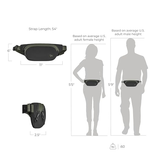 Travelon Anti-Theft The Voyages Waist Pack 11x6x2.5 in Black