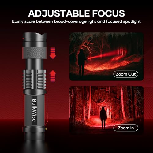 Rechargeable Red Light Flashlight 2 Pack | Single Mode, Black, Outdoor & Reptile Use