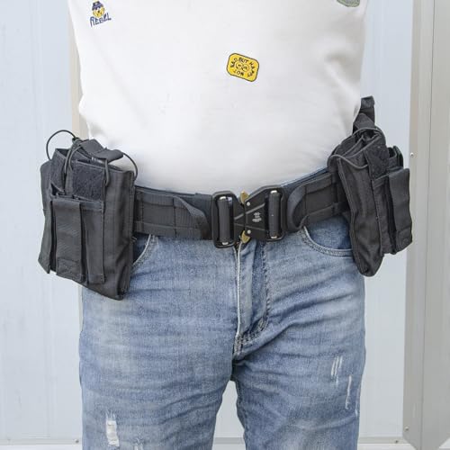 Black Heavy-Duty Tactical Duty Belt Set with Pouches and Quick-Release Clips