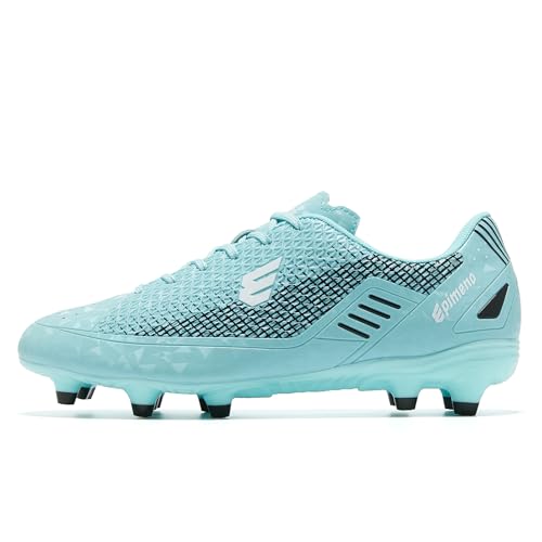 EPIMENO Women's & Men's Lightweight Soccer & Rugby Cleats, Aqua Blue/Black, Size 8 Women / 6.5 Men