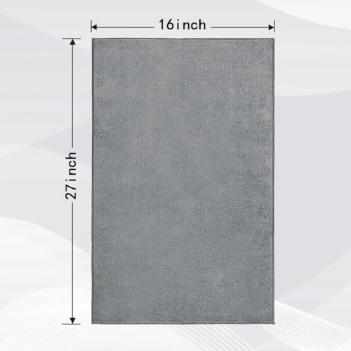 Highly Absorbent Microfiber Gym Towels - 3 Pack, 16 x 27 Inch, Grey