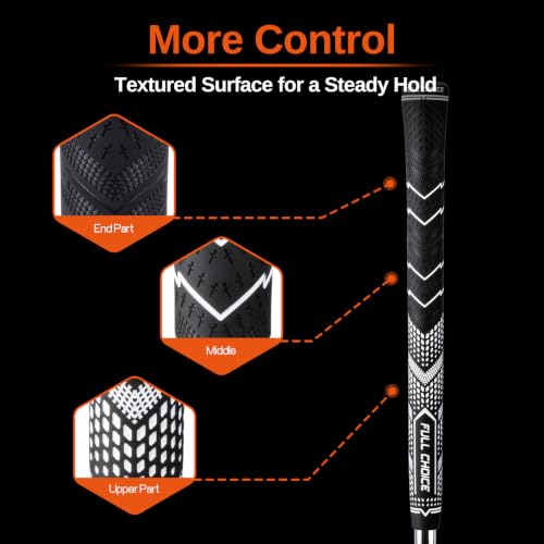 Golf Grips - 13-Pack High-Traction Rubber Midsize Complete Regrip Kit - Pure White