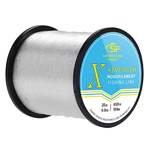 Monofilament Fishing Line - Clear, 20LB, 0.018in, 650Yds