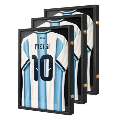 Jersey Frame Display Case - Large Shadow Box with UV Protection, Lockable, Fits Most Sports Jerseys