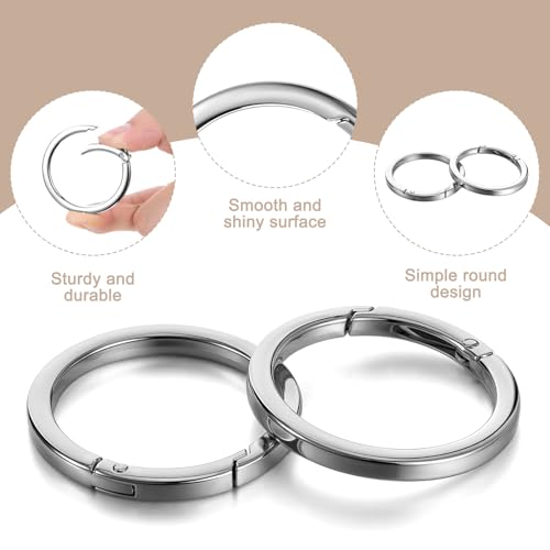 4Pcs Silver O-Ring Keychain Clips - Large Carabiner Rings