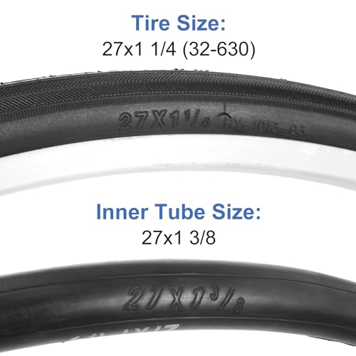 27x1.25 Foldable Bicycle Tire with Tube AV Schrader Valve – 2 Pack, RUTU
