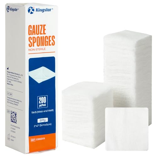 Pure Cotton Gauze Sponges 8-Ply - 2x2 Inch, 200 Count