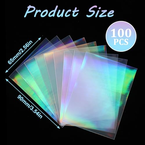 100 Pcs Holographic Card Sleeves - 65x90mm Protective Covers
