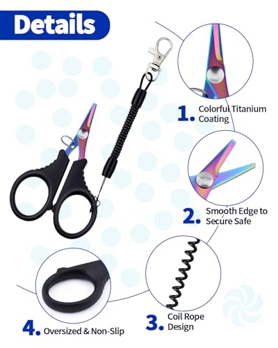 Fishing Scissors Set - Stainless Steel Cutters with Titanium Coating, 3 Pieces - Colorful