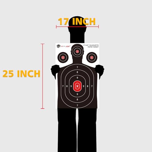 25 Pack Silhouette Shooting Targets - 17x25 Inch for Handguns & Rifles