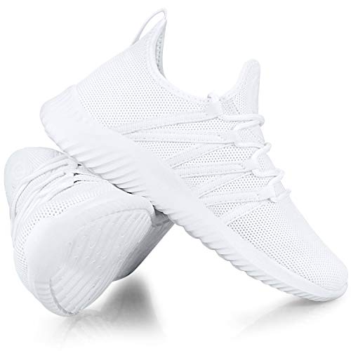 Feethit Women's Slip-On Tennis Sneakers All White - Running Shoes