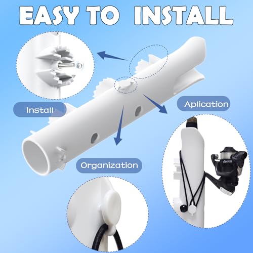 Wall Mounted Fishing Rod Holder Tube - ABS Marine Grade Rack - 1-Pole White