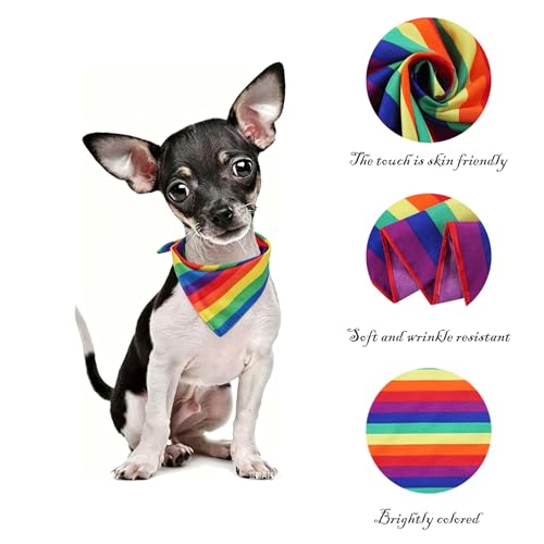 Rainbow Bandanas for Dogs - 2 Pack Cotton Handkerchiefs