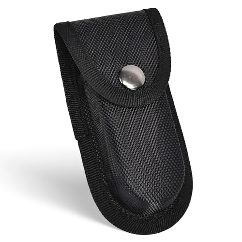 Nylon Pocket Knife Sheath, 5"-5.5" Portable Knife Holder for Belt, Horizontal/Vertical Carry Knife Pouch with Snap Closure, Multitool Folding Knife Sheath for Daily or Outdoor Use