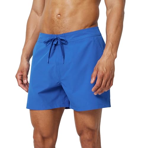 Men's Swim Board Shorts - 5" Length, Medium, Blue